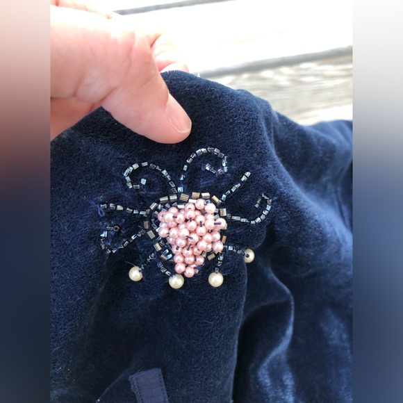 New April Cornel velvet dress beaded midnight sapphire blue womens Medium - Picture 16 of 16